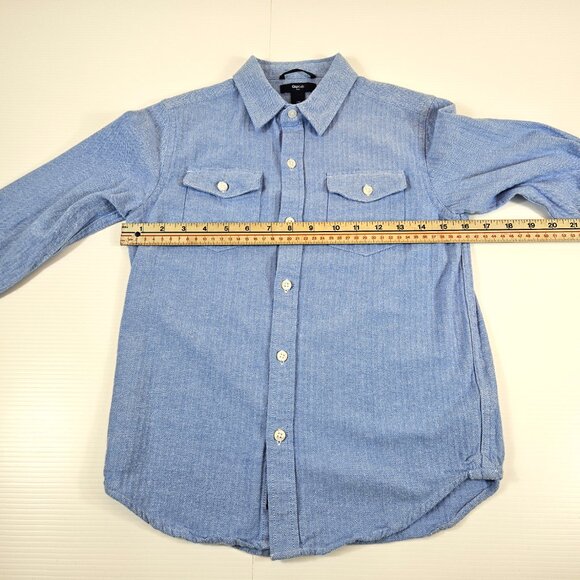 GapKids Shirt Boys Medium Blue Long Sleeve Button Up Chest Pockets Cotton Top - Picture 3 of 10